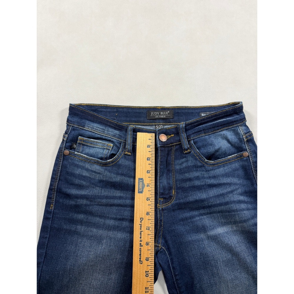 Judy Blue Relaxed‎ Fit Jeans Dark Wash Straight Leg Whiskering Faded Size 5/27 - Picture 5 of 8
